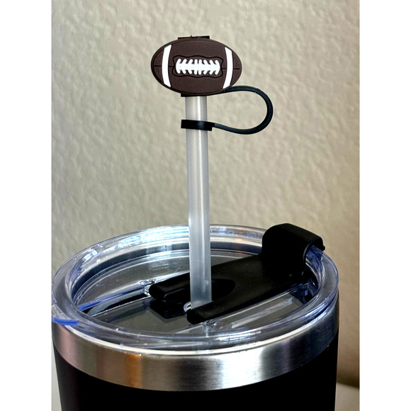 Football- Straw Topper- Qty 1- Fits Starbucks/Stanley Cup Straws - Picture 1 of 2